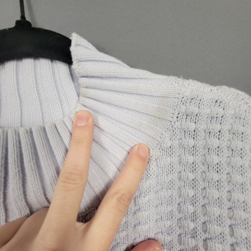 French Connection White Textured Cotton Funnel Neck Ribbed Knit Sweater - Picture 4 of 10